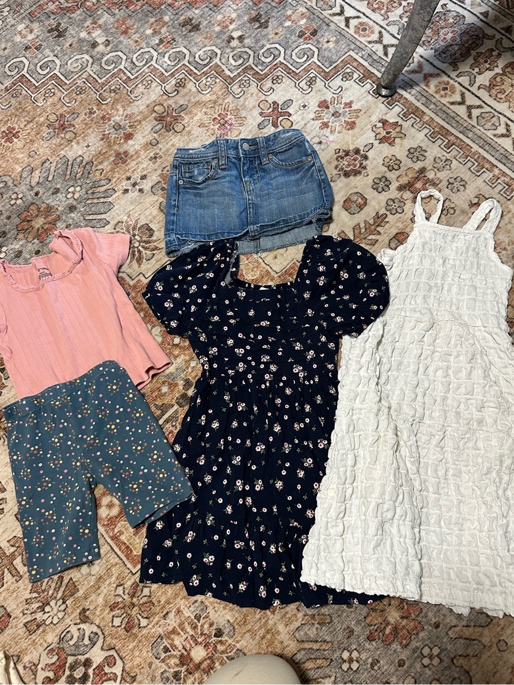 Zara Navy Floral Puff-Sleeve Dress with White Textured Sundress